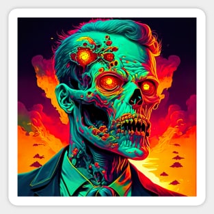 "Psychedelic Haunts: Unique and Colorful Halloween Horrors" Sticker